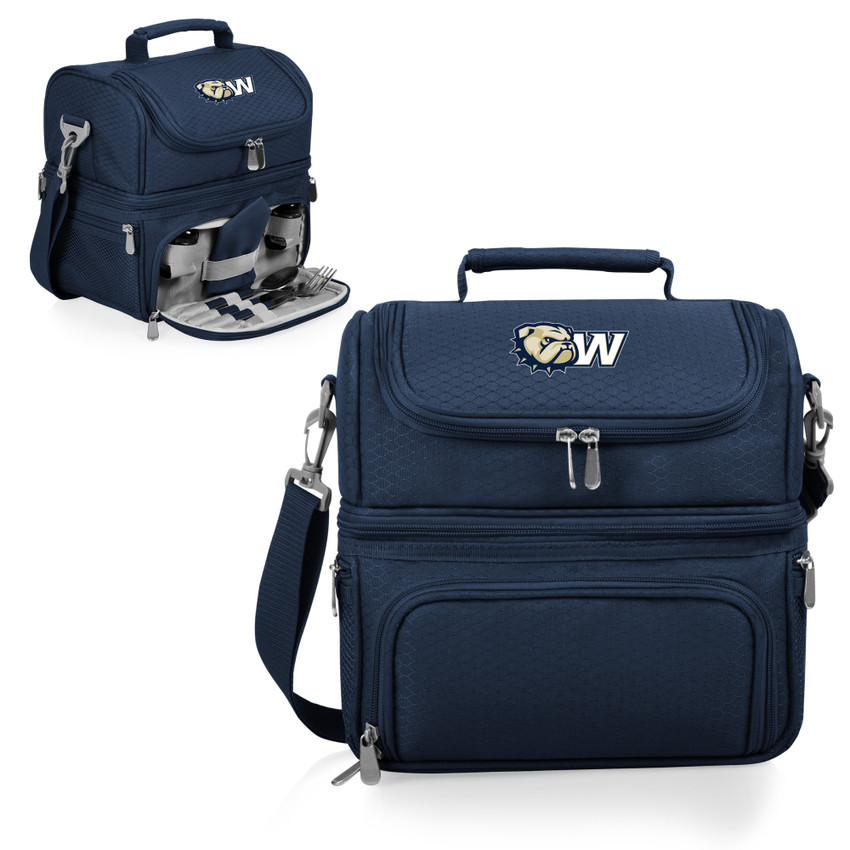 Wingate University Bulldogs Pranzo Lunch Bag Cooler with Utensils NCAA Lunch Tote, (Navy Blue)
