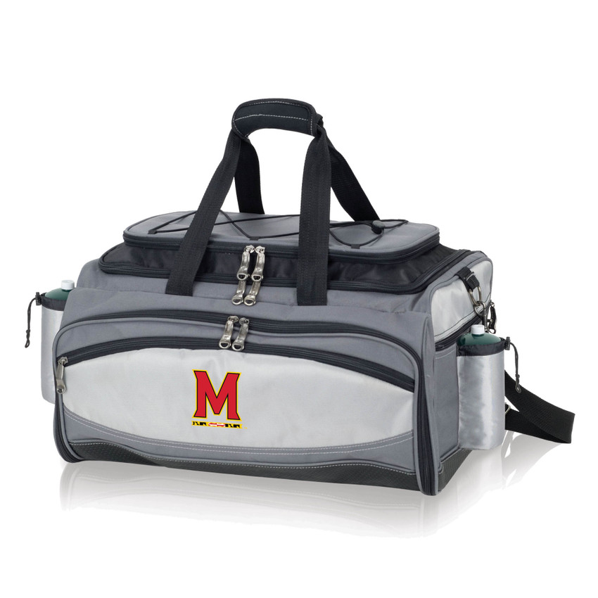 Maryland Terrapins Vulcan Portable Propane Grill & Cooler Tote, (Black with Gray Accents)