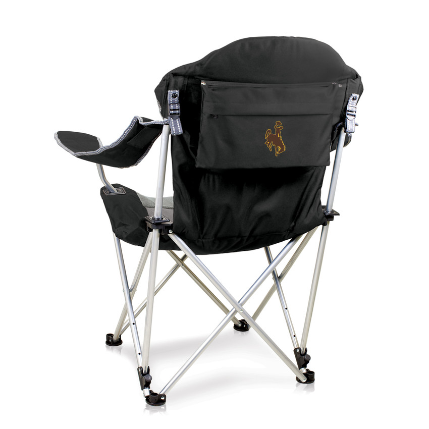 Wyoming Cowboys Reclining Camp Chair, (Black with Gray Accents)