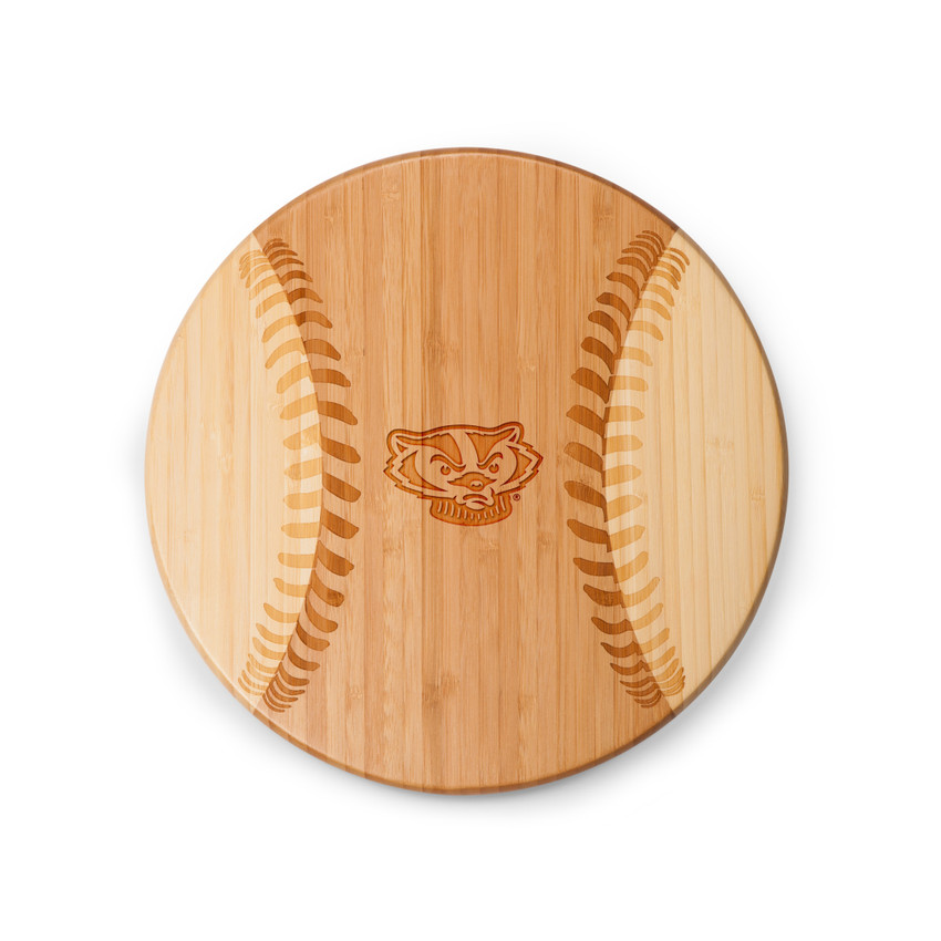 Wisconsin Badgers Home Run! Baseball Cutting Board & Serving Tray, (Bamboo)