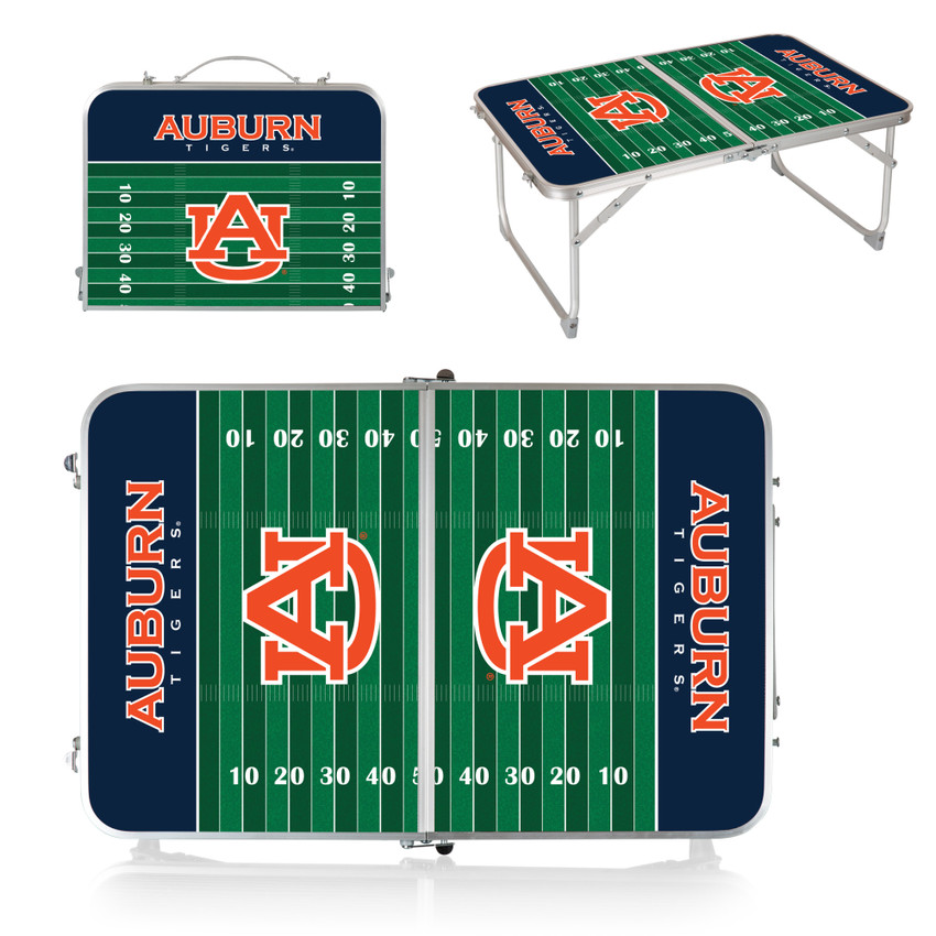Auburn Tigers Concert Table Mini Portable Table, (Charcoal Wood Grain)