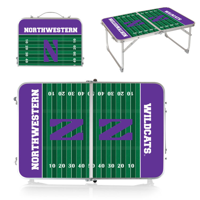 Northwestern Wildcats Concert Table Mini Portable Table, (Charcoal Wood Grain)