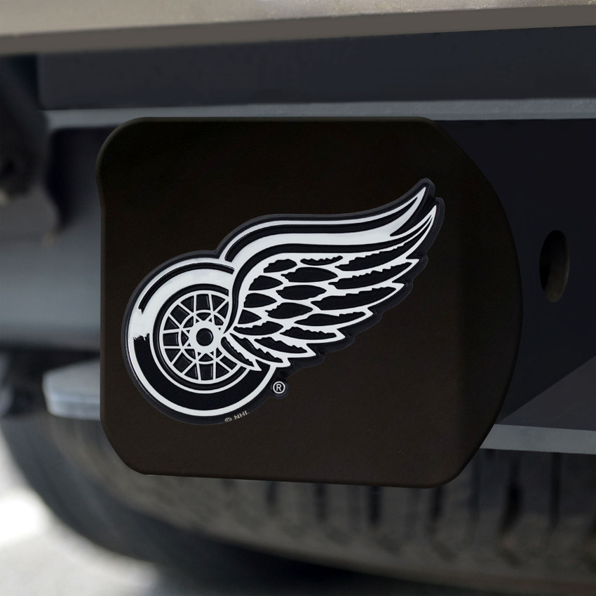 NHL - Detroit Red Wings Hitch Cover - Chrome on Black 3.4"x4"