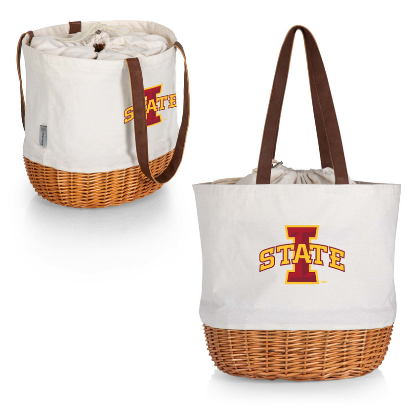 Iowa State Cyclones Coronado Canvas and Willow Basket Tote, (Beige Canvas)