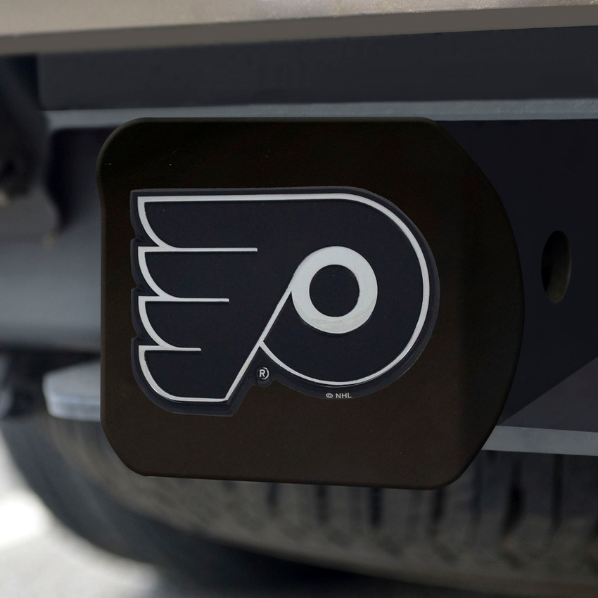 NHL - Philadelphia Flyers Hitch Cover - Chrome on Black 3.4"x4"