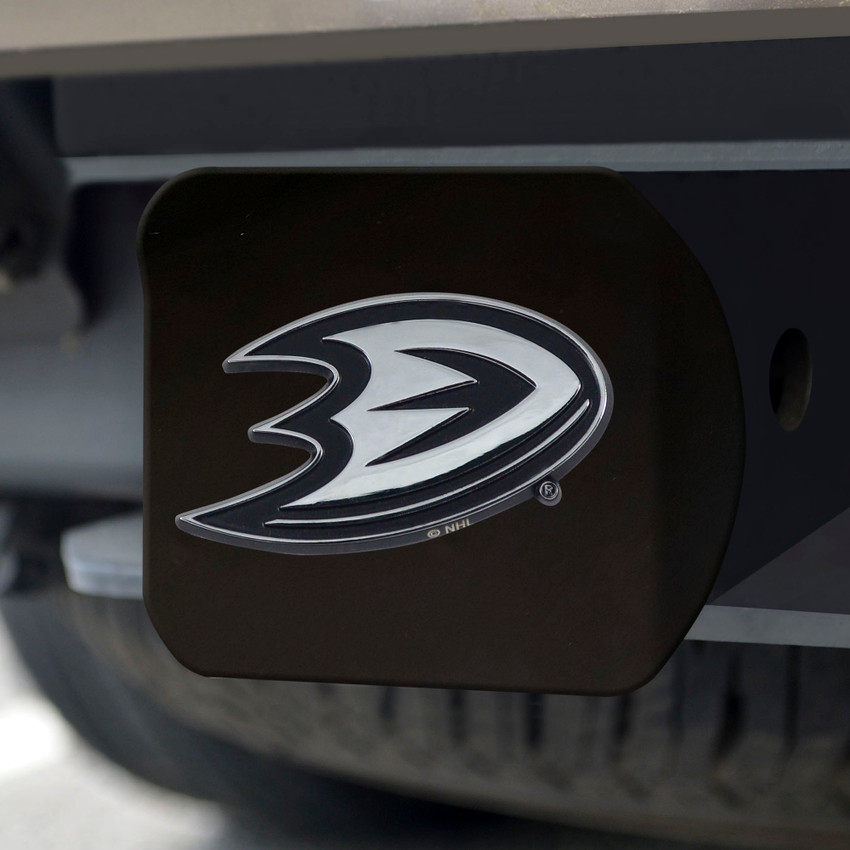 NHL - Anaheim Ducks Hitch Cover - Chrome on Black 3.4"x4"