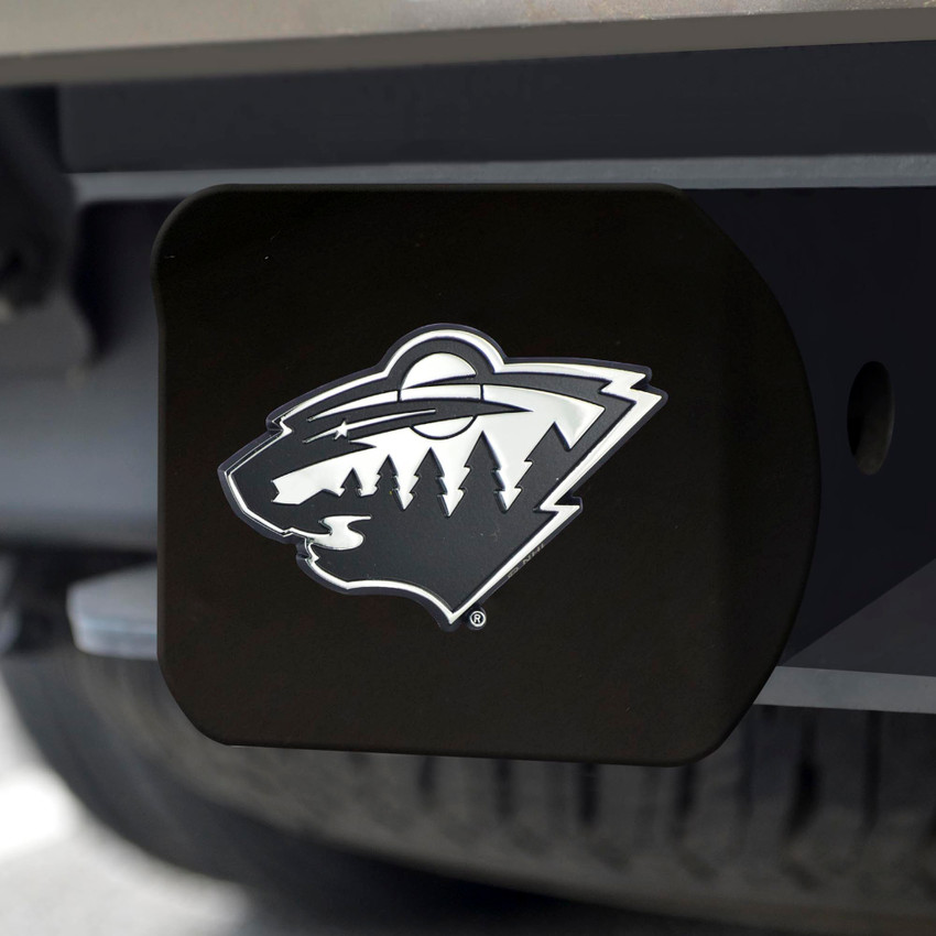 NHL - Minnesota Wild Hitch Cover - Chrome on Black 3.4"x4"