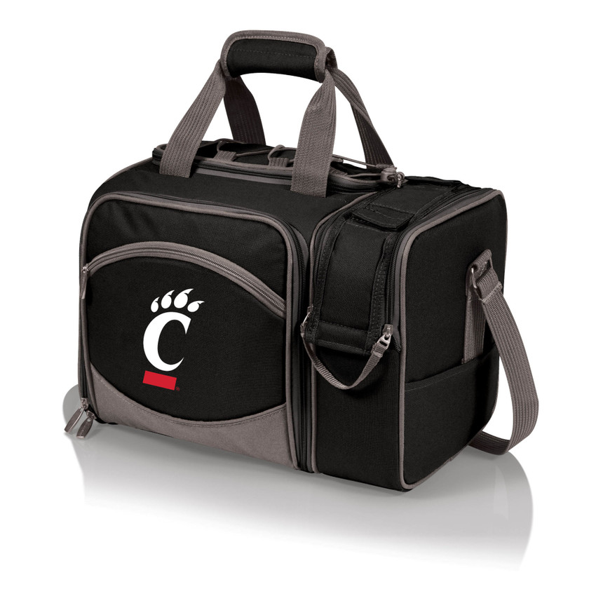 Cincinnati Bearcats Malibu Picnic Basket Cooler, (Black with Gray Accents)