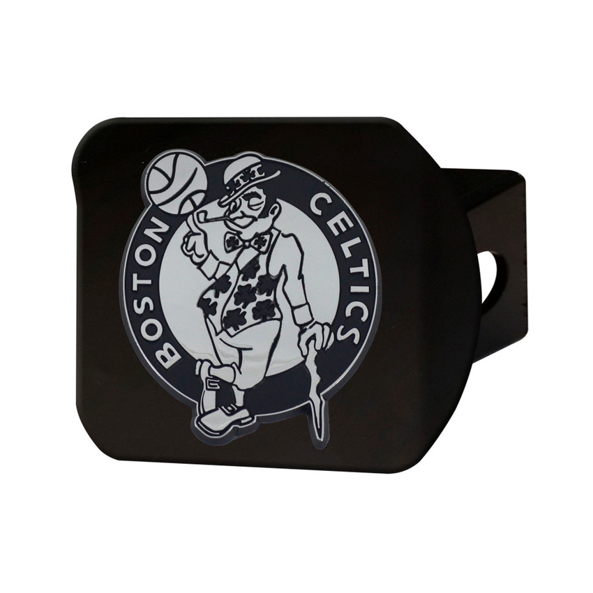 NBA - Boston Celtics Hitch Cover - Chrome on Black 3.4"x4"