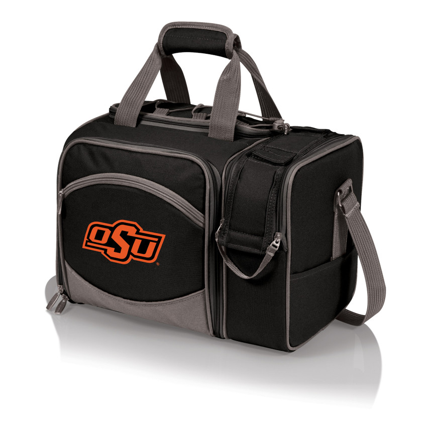 Oklahoma State Cowboys Malibu Picnic Basket Cooler, (Black with Gray Accents)
