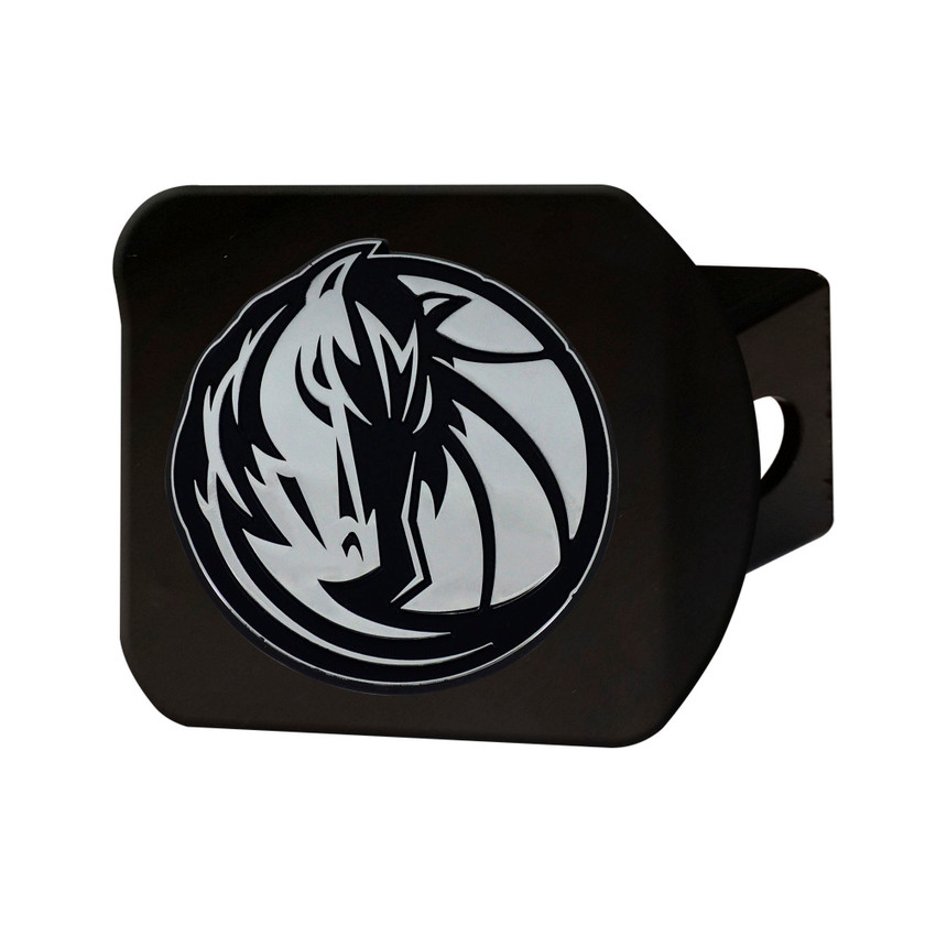 NBA - Dallas Mavericks Hitch Cover - Chrome on Black 3.4"x4"