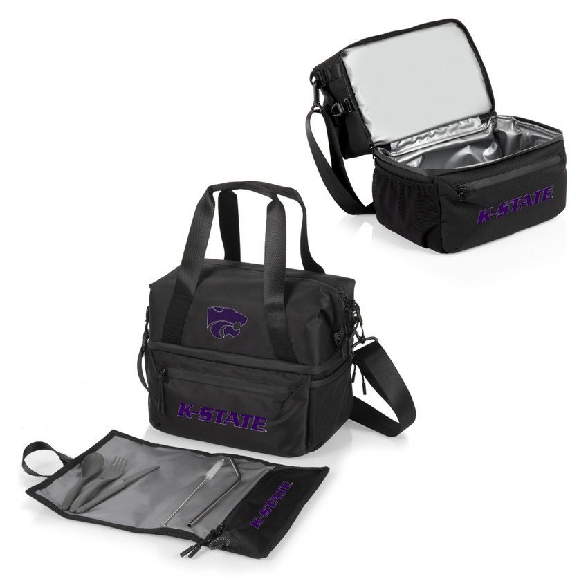 Kansas State Wildcats Tarana Lunch Bag Cooler with Utensils, (Carbon Black)