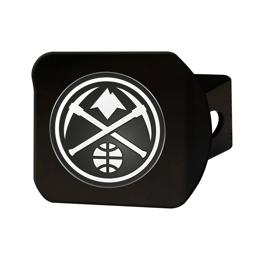 NBA - Denver Nuggets Hitch Cover - Chrome on Black 3.4"x4"