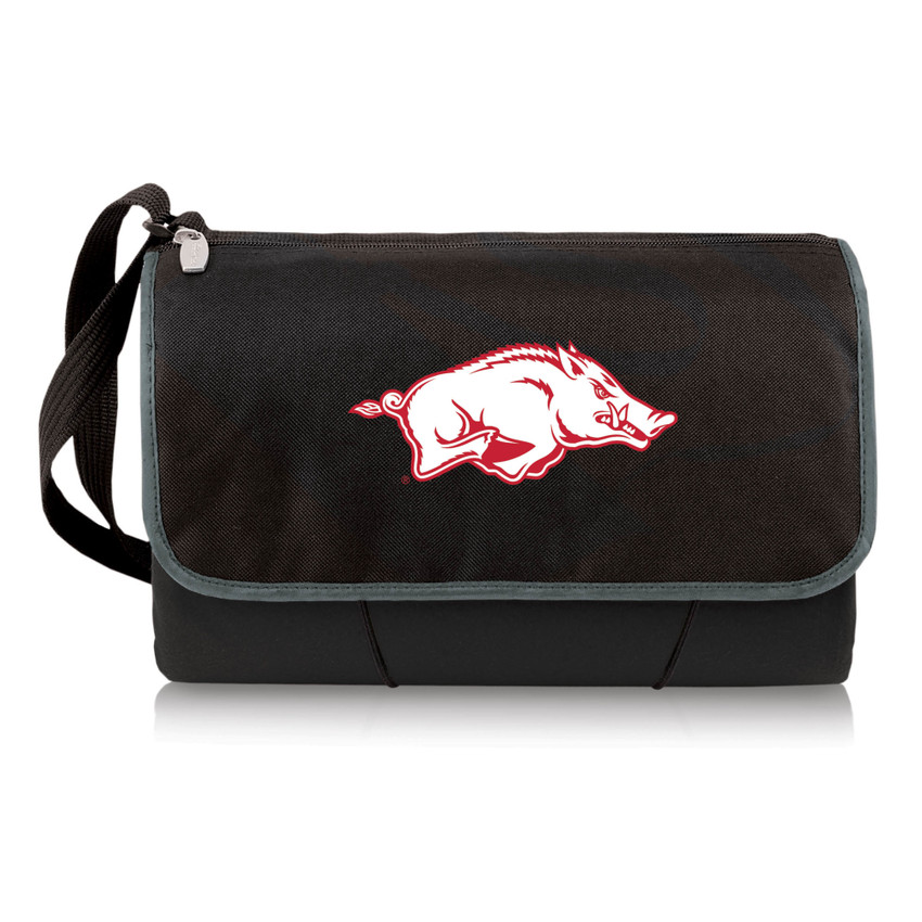 Arkansas Razorbacks Blanket Tote Outdoor Picnic Blanket, (Black with Black Exterior)