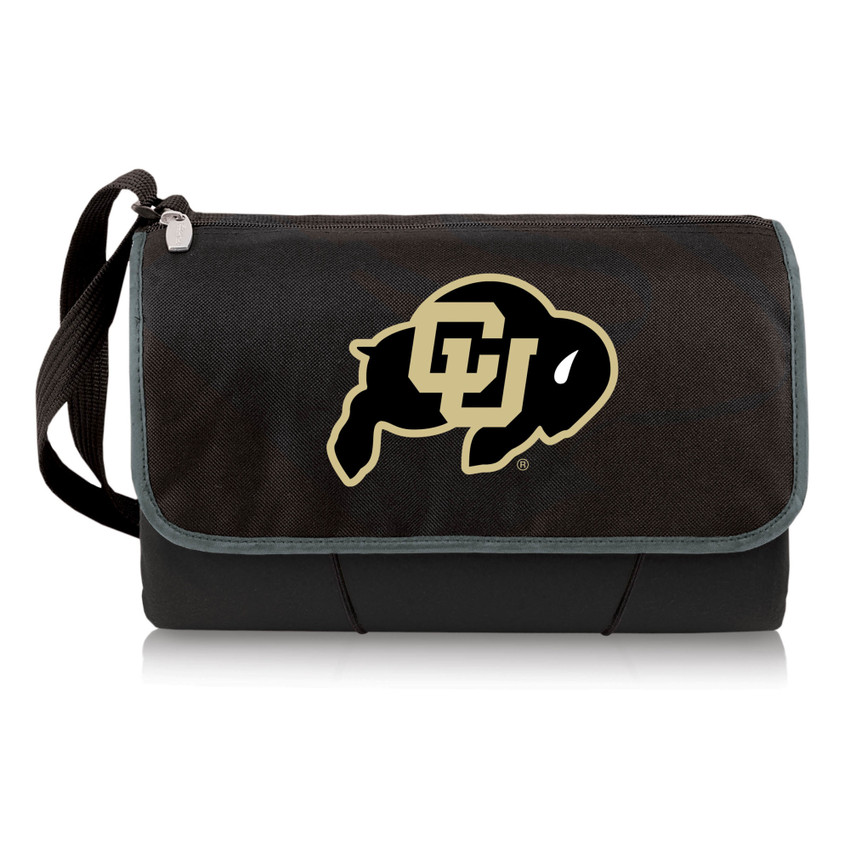 Colorado Buffaloes Blanket Tote Outdoor Picnic Blanket, (Black with Black Exterior)