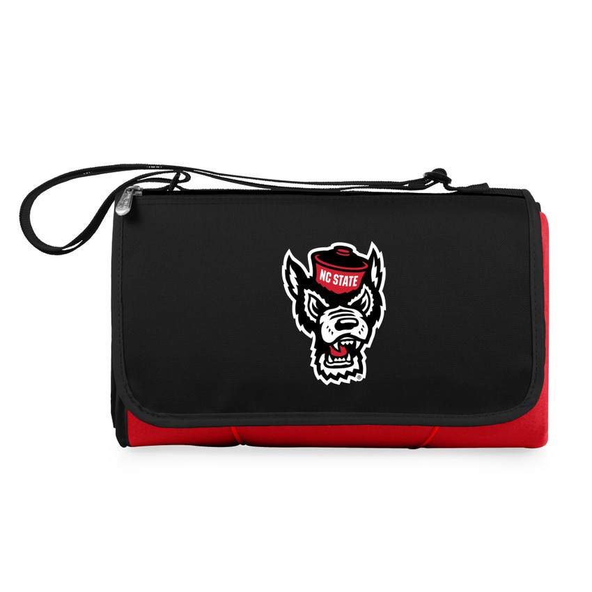 NC State Wolfpack Blanket Tote Outdoor Picnic Blanket, (Red with Black Flap)