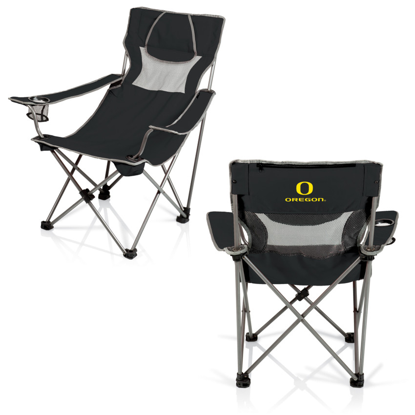 Oregon Ducks Campsite Camp Chair, (Black with Gray Accents)