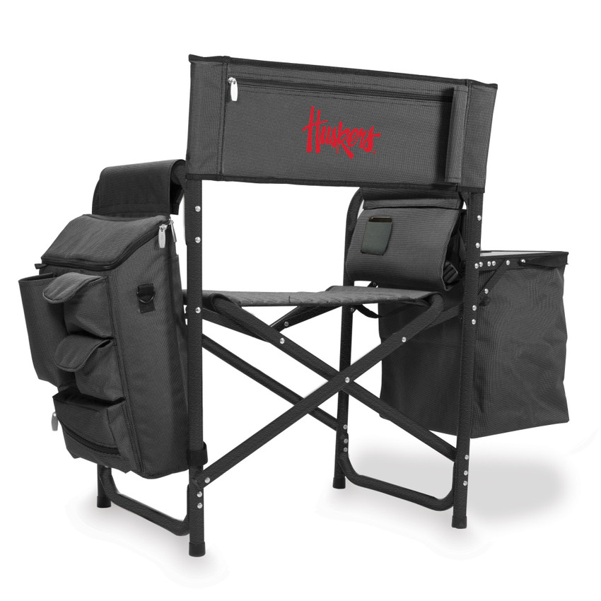 Nebraska Cornhuskers Fusion Camping Chair, (Dark Gray with Black Accents)