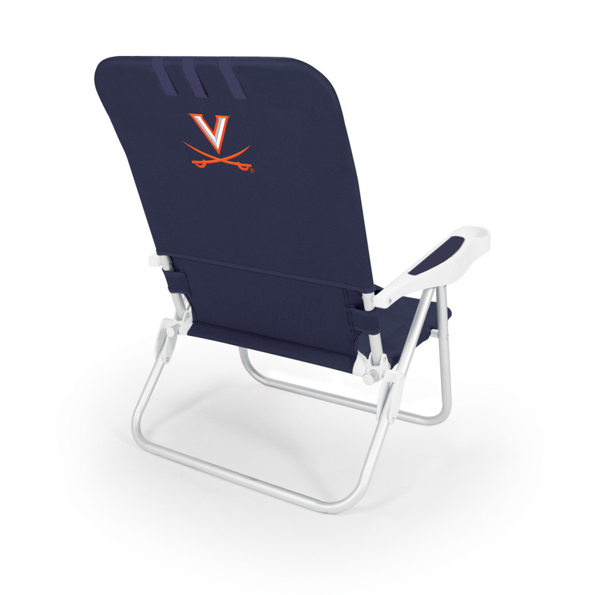 Virginia Cavaliers Monaco Reclining Beach Backpack Chair Navy Blue NCAA Outdoor Chair