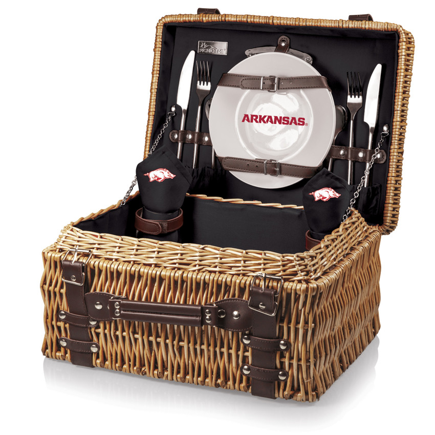 Arkansas Razorbacks Champion Picnic Basket, (Black with Brown Accents)