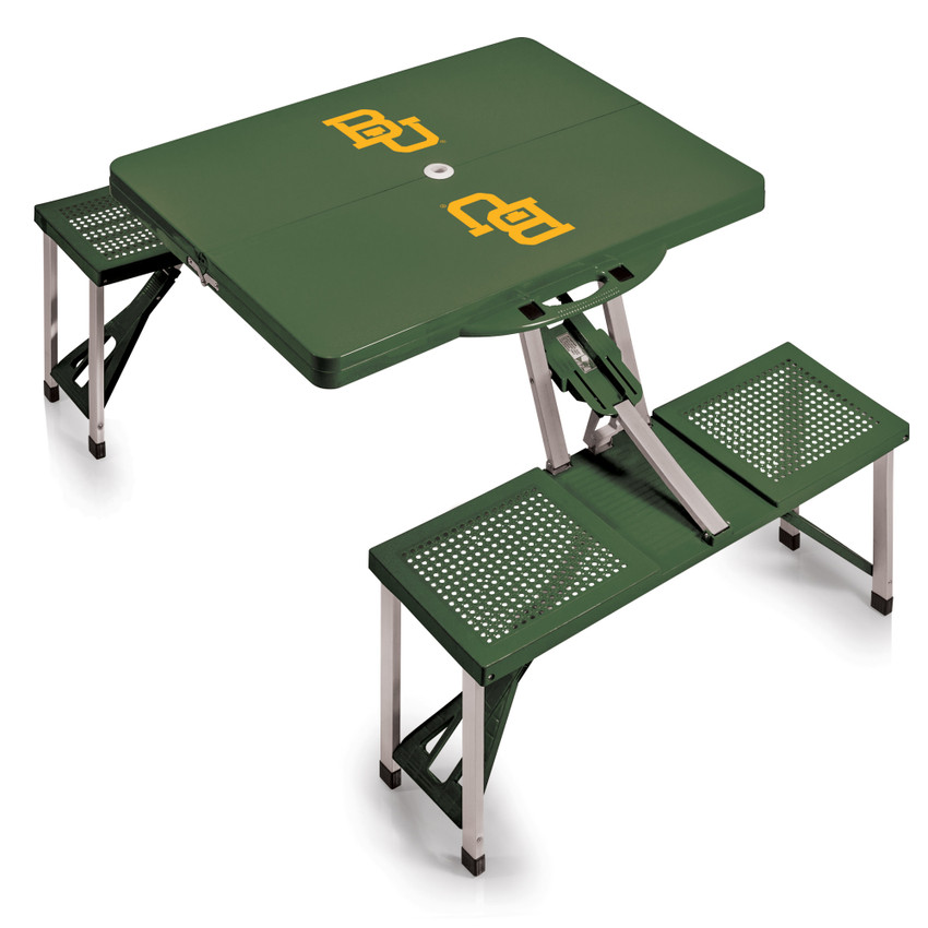 Baylor Bears Picnic Table Portable Folding Table with Seats, (Hunter Green)