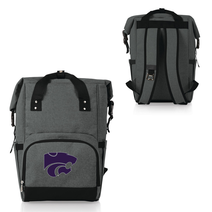 Kansas State Wildcats On The Go Roll-Top Backpack Cooler, (Heathered Gray)