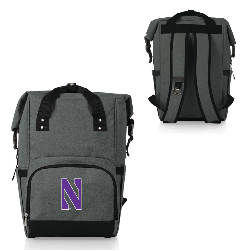 Northwestern Wildcats On The Go Roll-Top Backpack Cooler, (Heathered Gray)
