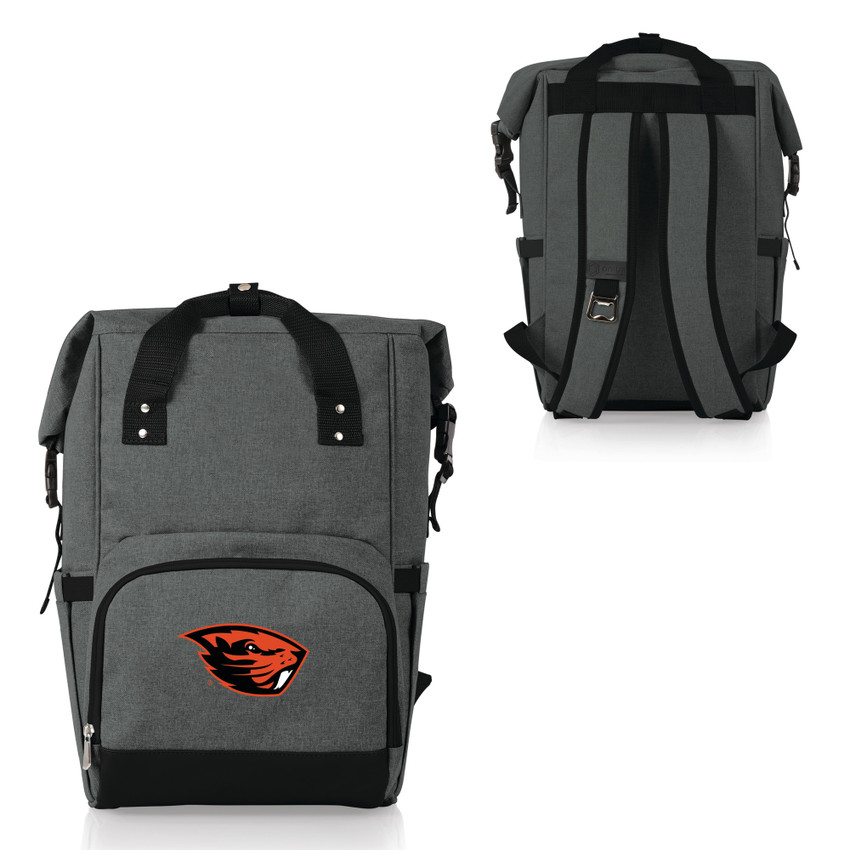Oregon State Beavers On The Go Roll-Top Backpack Cooler, (Heathered Gray)