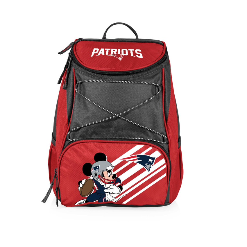 New England Patriots Mickey Mouse PTX Backpack Cooler, (Red with Gray Accents)