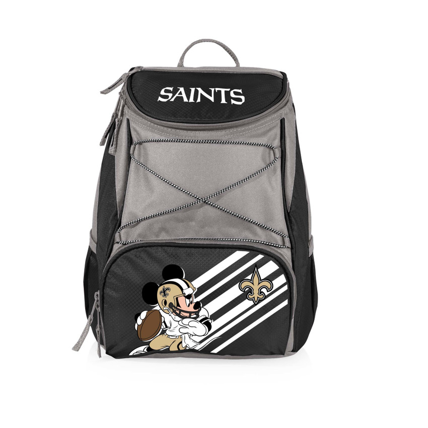 New Orleans Saints Mickey Mouse PTX Backpack Cooler, (Black with Gray Accents)