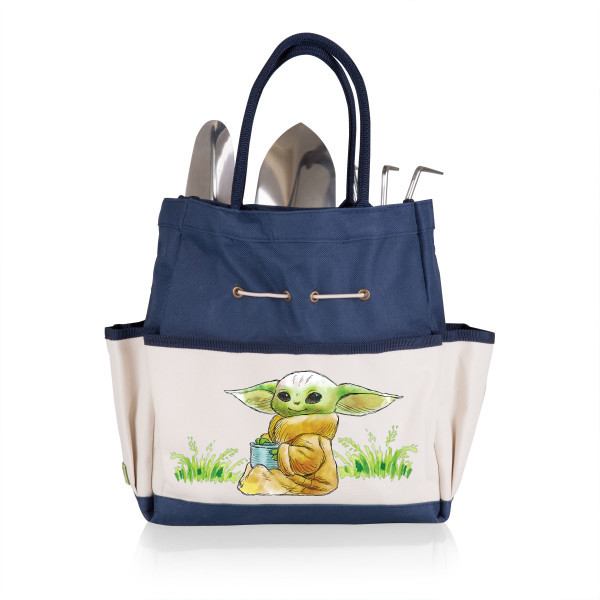 Mandalorian The Child Flowers Garden Tote with Tools, (Navy Blue with Beige Accents)