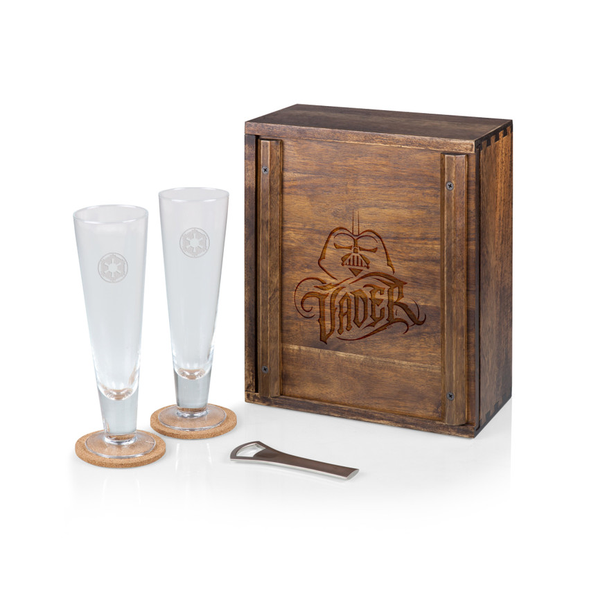 Star Wars Darth Vader Beverage Glass Set, (Acacia Wood)