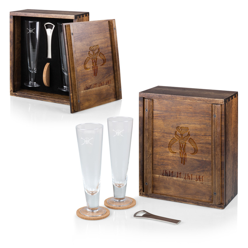 Star Wars Mythosaur Skull Beverage Glass Gift Set, (Acacia Wood)