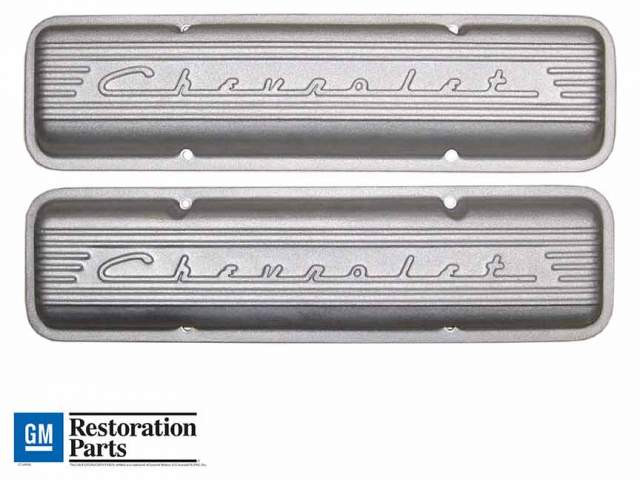 Chevy Small Block 1959 to 1986 CHEVROLET® Script and Fins Valve Covers - As-Cast