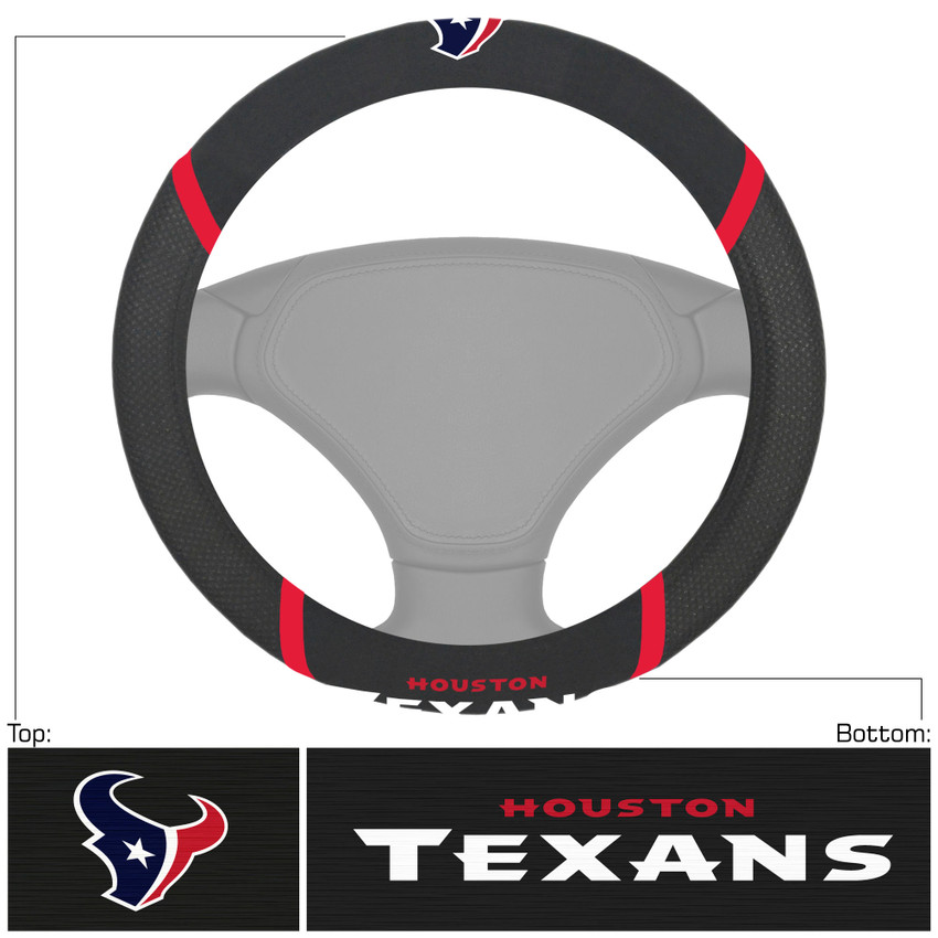 Houston Texans Steering Wheel Cover  Texans Primary Logo and Wordmark Black