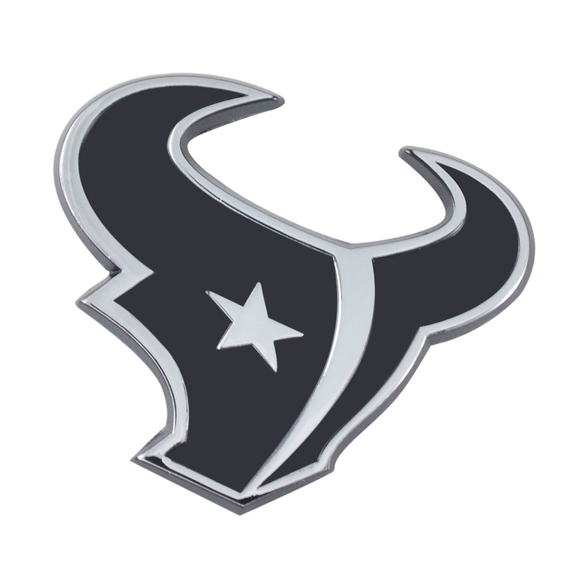Houston Texans 3D Chrome Metal Emblem Bull Head Primary Logo