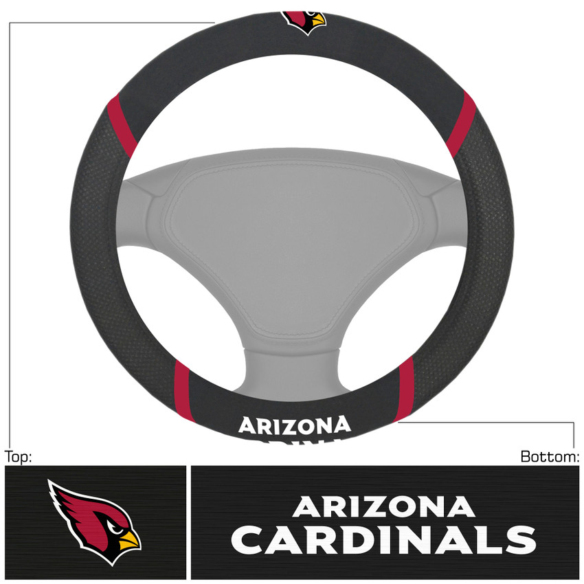 Arizona Cardinals Steering Wheel Cover  "Cardinal" Logo & Wordmark Black