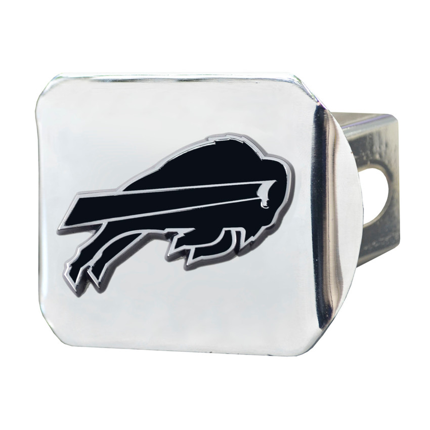 Buffalo Bills Chrome Metal Hitch Cover with Chrome Metal 3D Emblem Buffalo Primary Logo