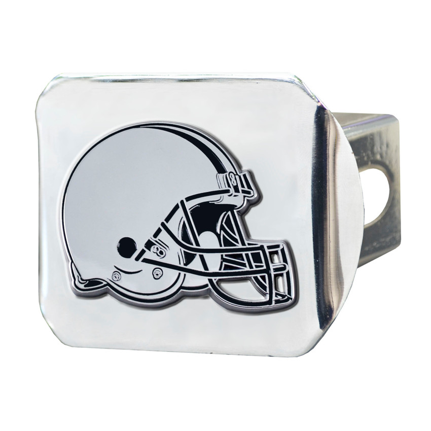 Cleveland Browns Chrome Metal Hitch Cover with Chrome Metal 3D Emblem Browns Helmet Primary Logo
