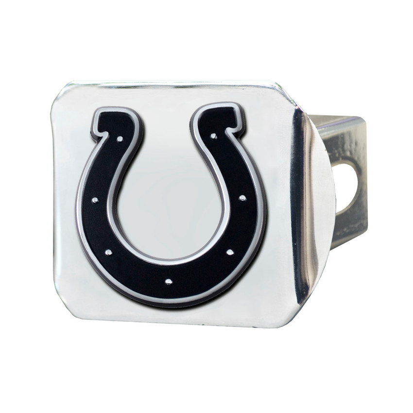 Indianapolis Colts Chrome Metal Hitch Cover with Chrome Metal 3D Emblem Horseshoe Primary Logo