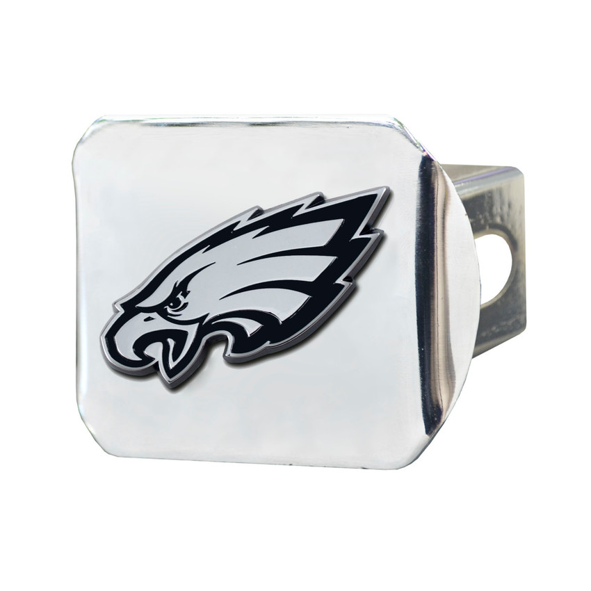 Philadelphia Eagles Chrome Metal Hitch Cover with Chrome Metal 3D Emblem Eagle Head Primary Logo