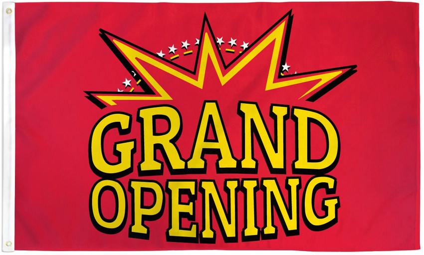Grand Opening (Red & Yellow) Flag 3x5ft Poly