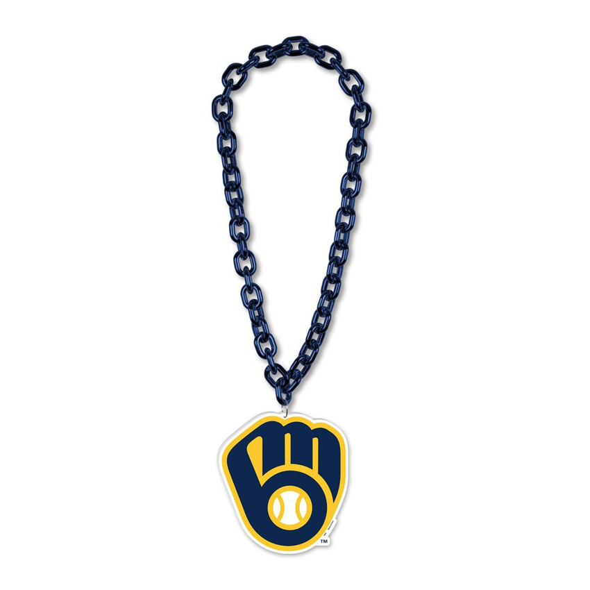 Milwaukee Brewers Necklace Fan Chain Necklace NCAA Foam Chain Fan Gear