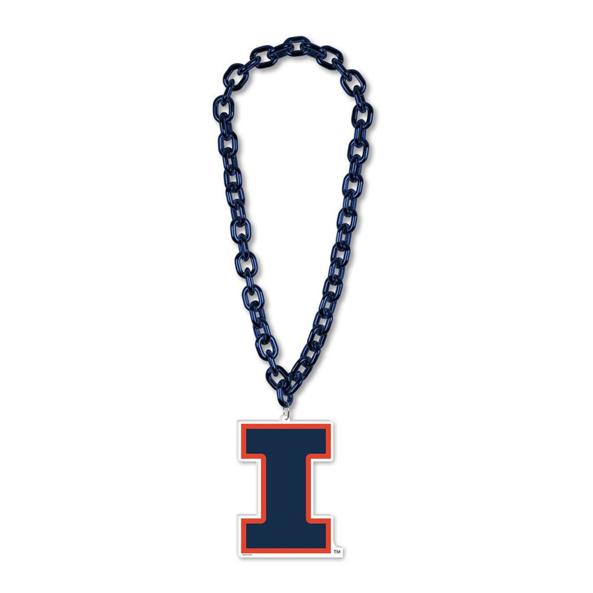Illinois Fighting Illini Necklace Fan Chain Necklace NCAA Foam Chain Fan Gear