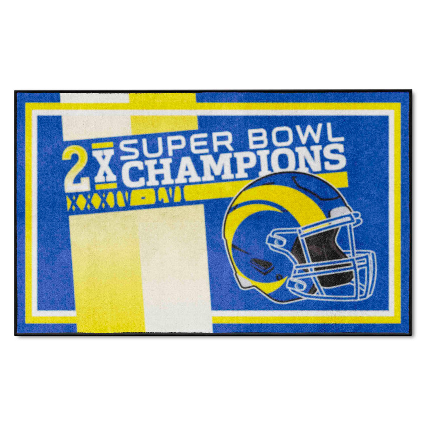 Los Angeles Rams Dynasty 4x6 Rug Rams Helmet Logo 3x Gray