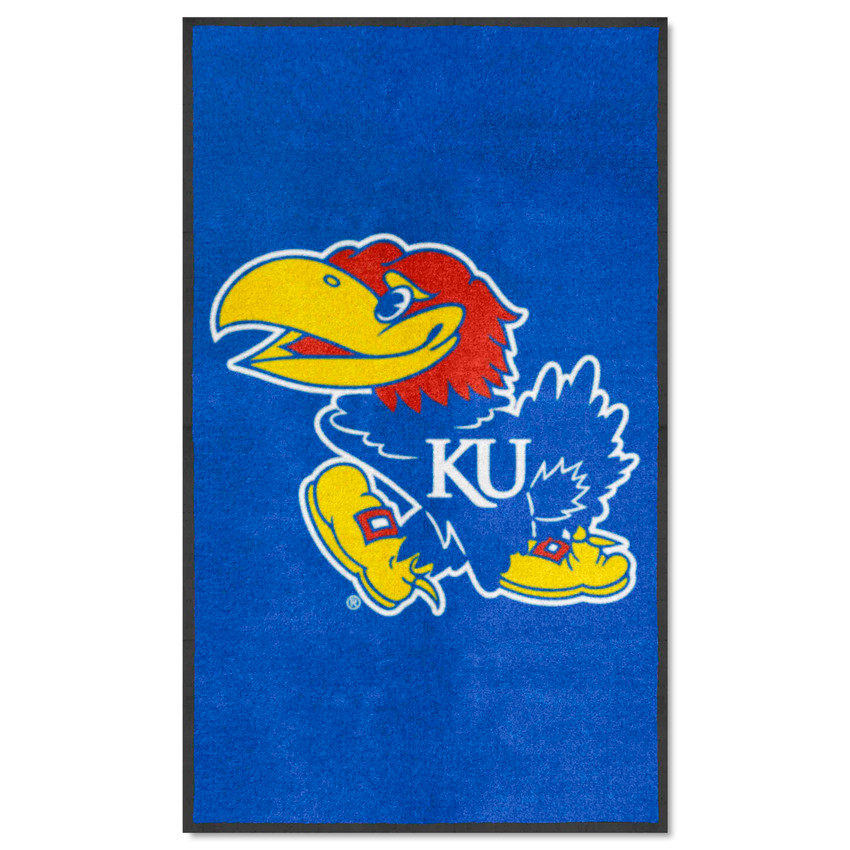 Kansas Jayhawks 3X5 High-Traffic Mat with Durable Rubber Backing - Portrait Orientation