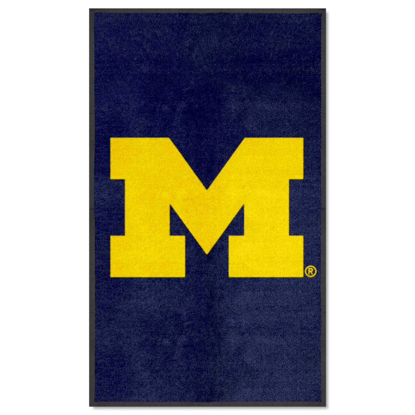 Michigan Wolverines 3X5 High-Traffic Mat with Durable Rubber Backing - Portrait Orientation