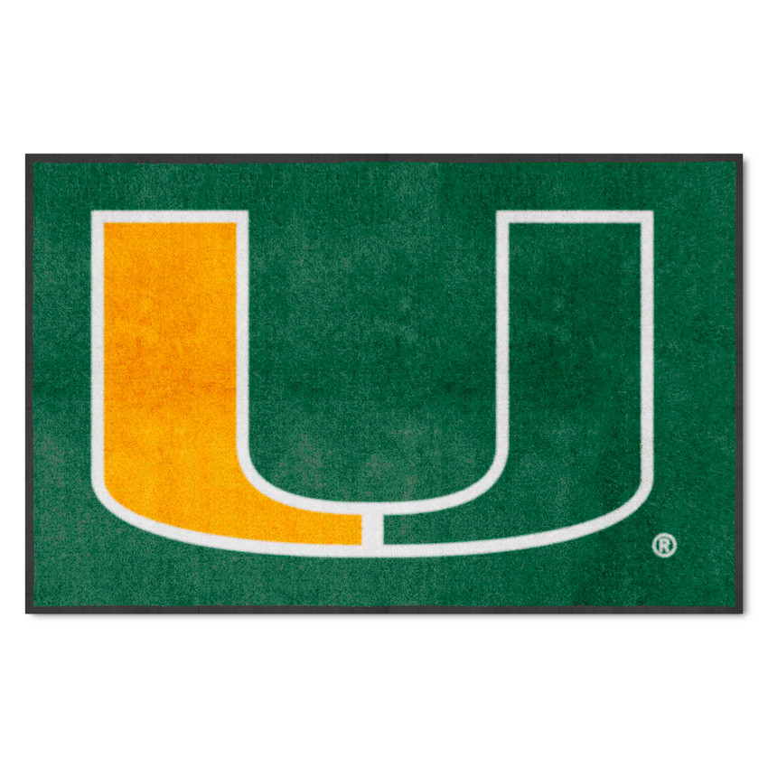 Miami Hurricanes 4X6 High-Traffic Mat with Durable Rubber Backing - Landscape Orientation