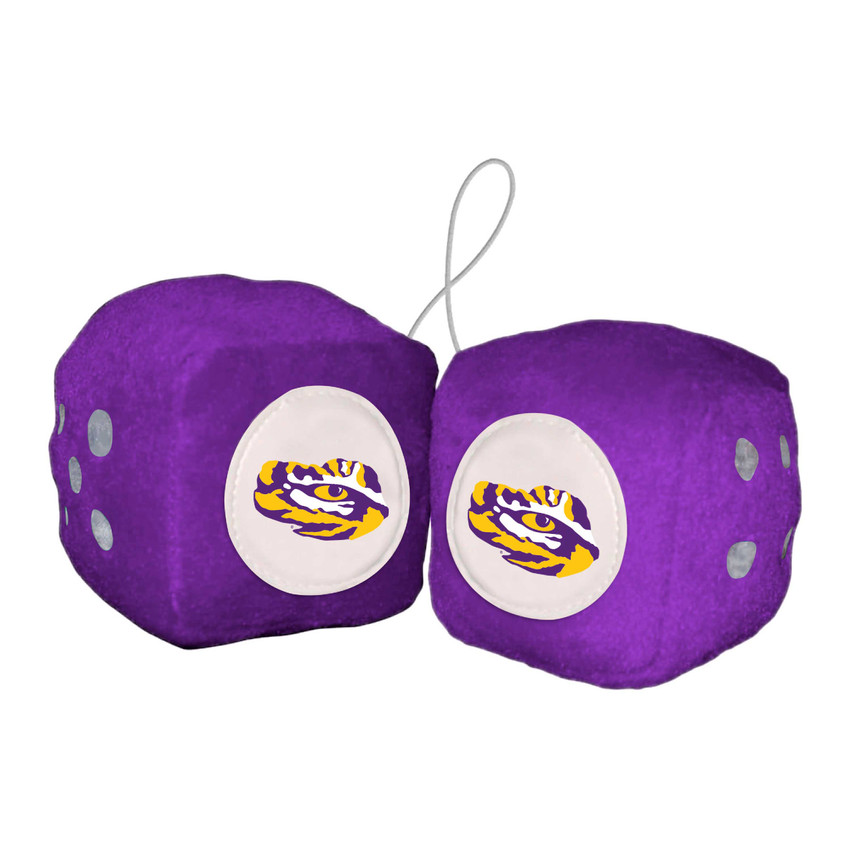 LSU Tigers Team Color Fuzzy Dice D√©cor 3" Set