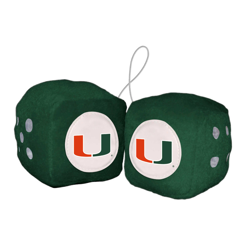 Miami Hurricanes Team Color Fuzzy Dice D√©cor 3" Set